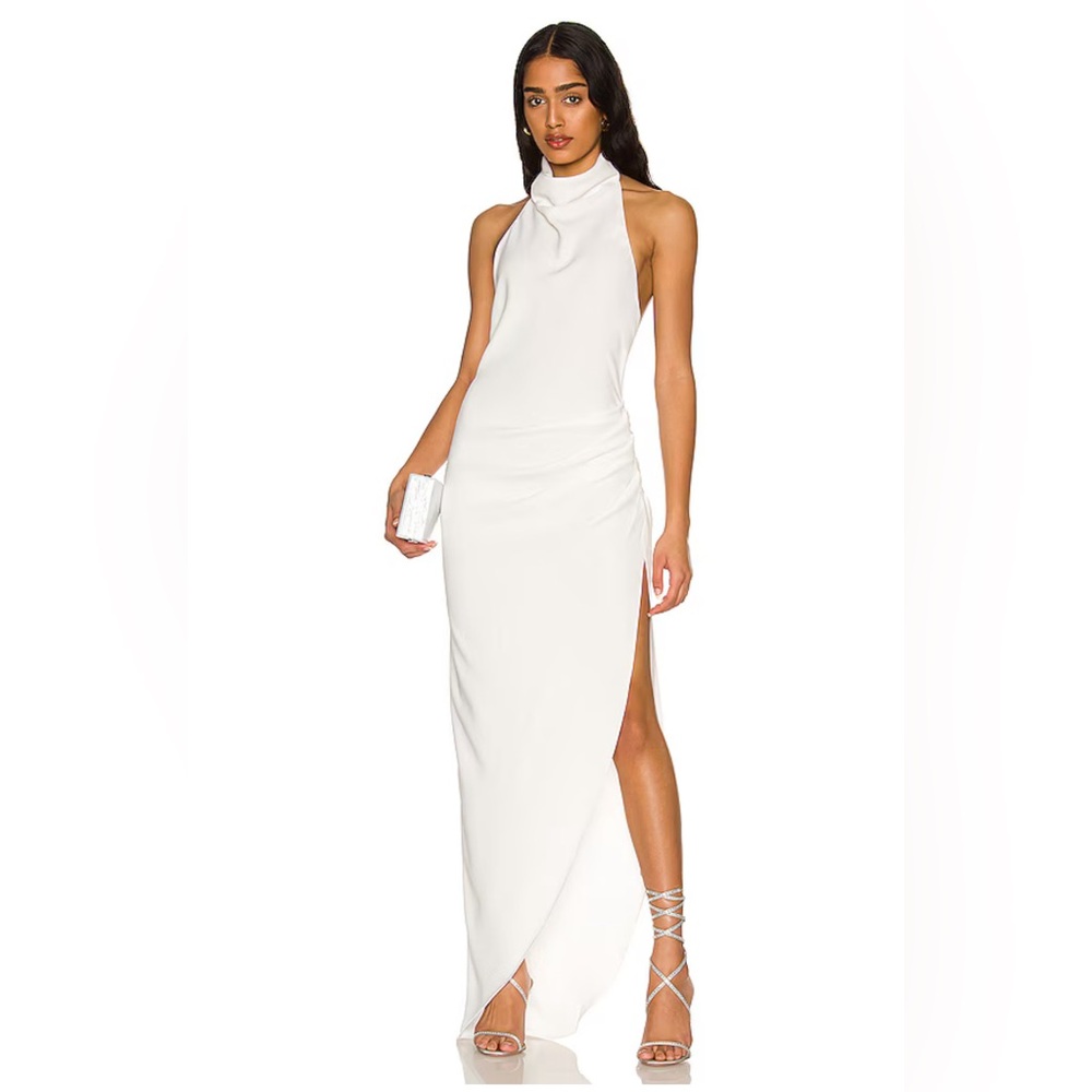 NWOT - AMANDA UPRICHARD - Mockneck backless ivory dress